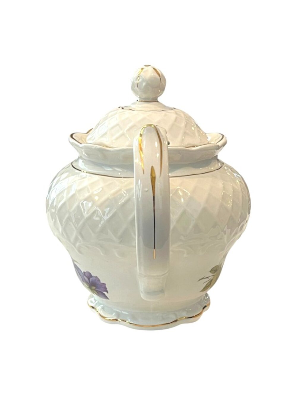 Crown Dorset Staffordshire England Teapot Flowered and Gold Trim - Picture 6 of 10